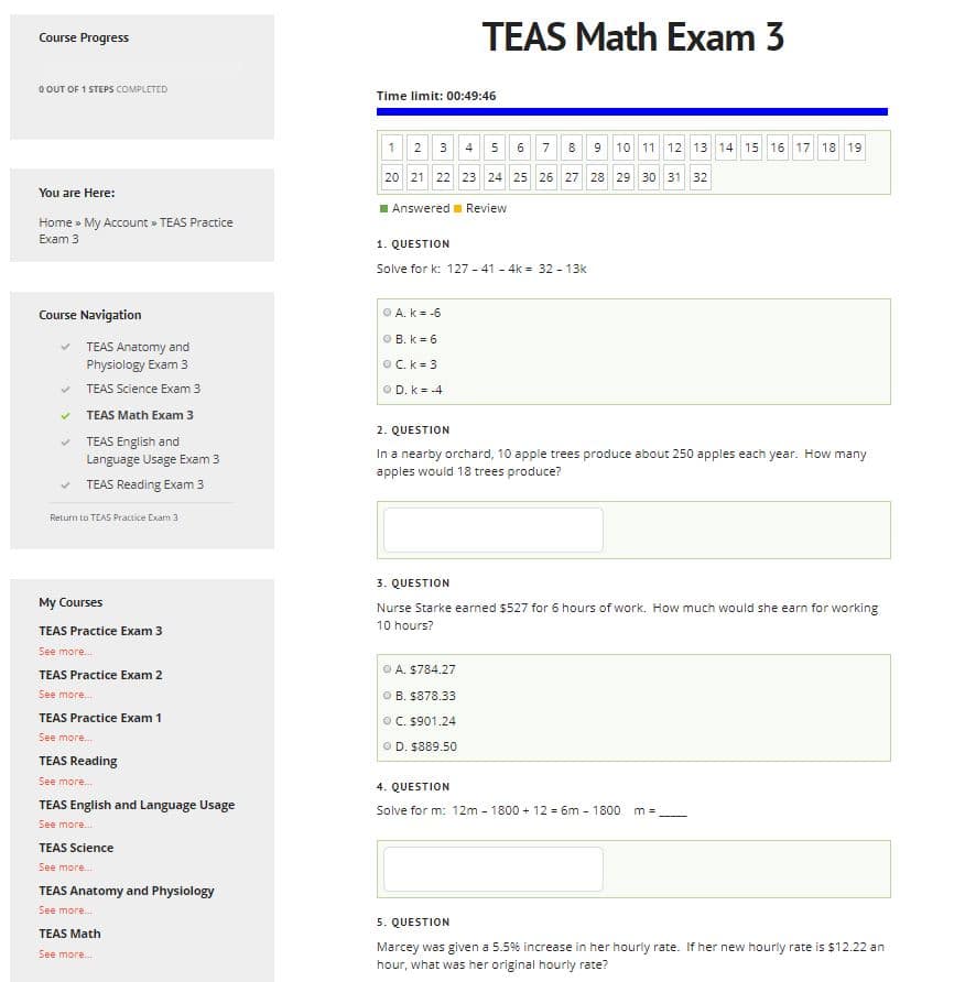 Teas Test Practice Printable