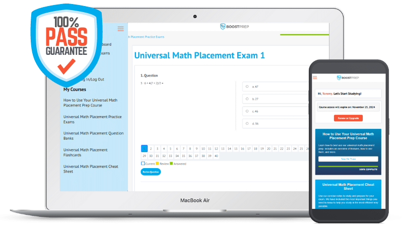 An image showing an overview of the BoostPrep Universal Math Placement Test Prep Course