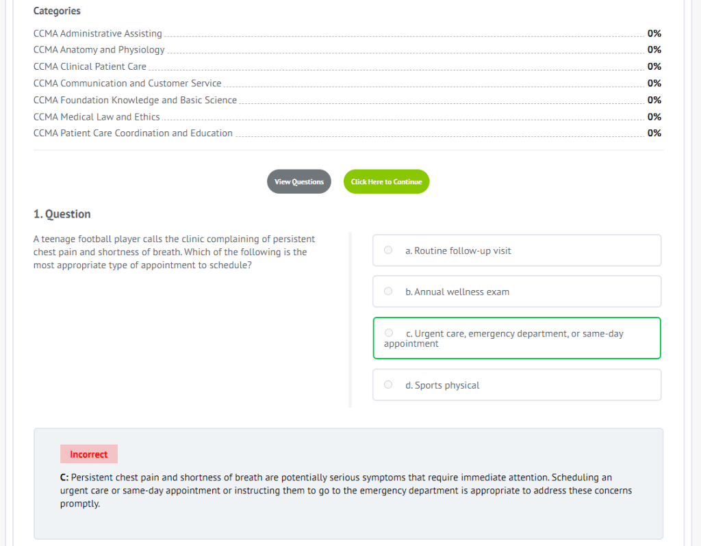 An image showing an inside look into the BoostPrep CCMA answer explanations