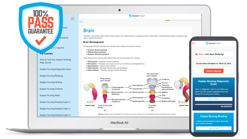 An image showing an overview of the BoostPrep Kaplan Nursing Exam Prep Course