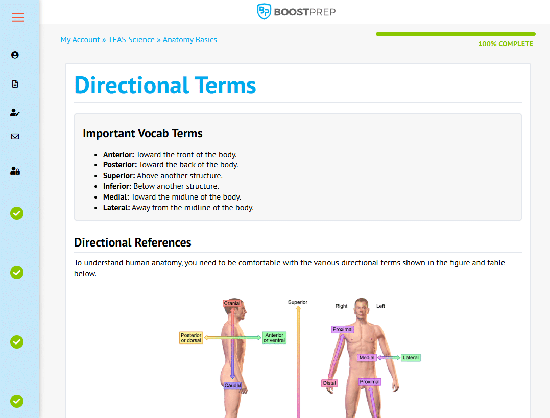 An image showing an example of a lesson from the BoostPrep TEAS prep course